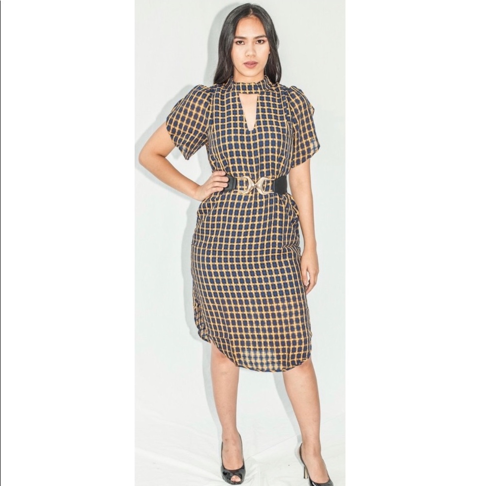 Yellow-Blue Short Sleeve Dress BRAND NEW!